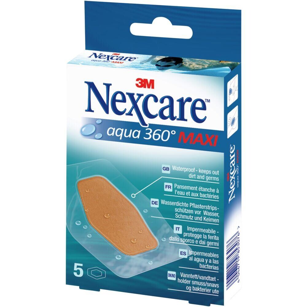 Hæfteplaster - Nexcare Aqua 360 Maxi 88x59mm - Transparent PU/acrylat - 5 stk