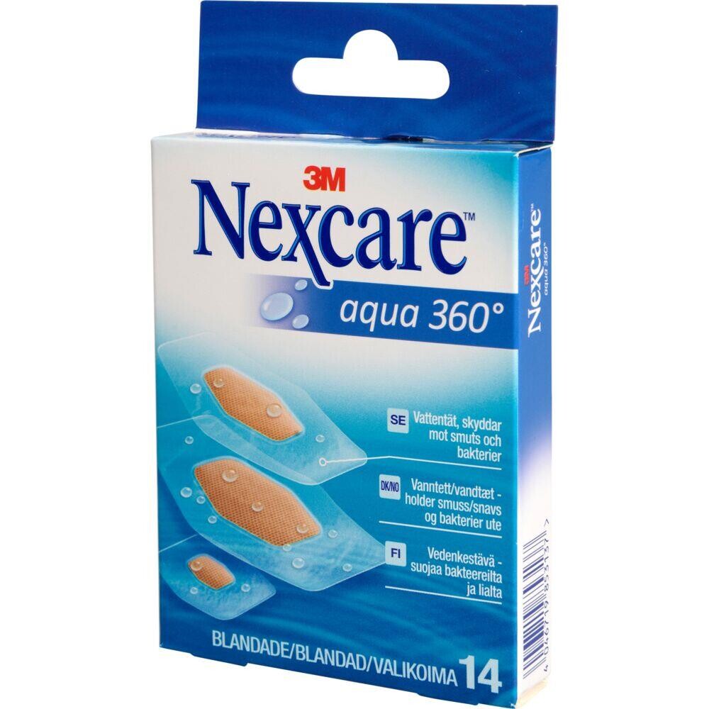 Hæfteplaster - Nexcare Aqua 360 PU - Transparent - 3 ass. størrelser - 1 pakke
