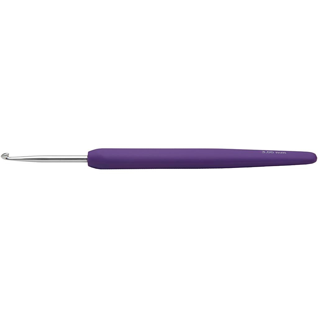 Hæklenål nr 3 (3 mm) lilla - 13.3 cm