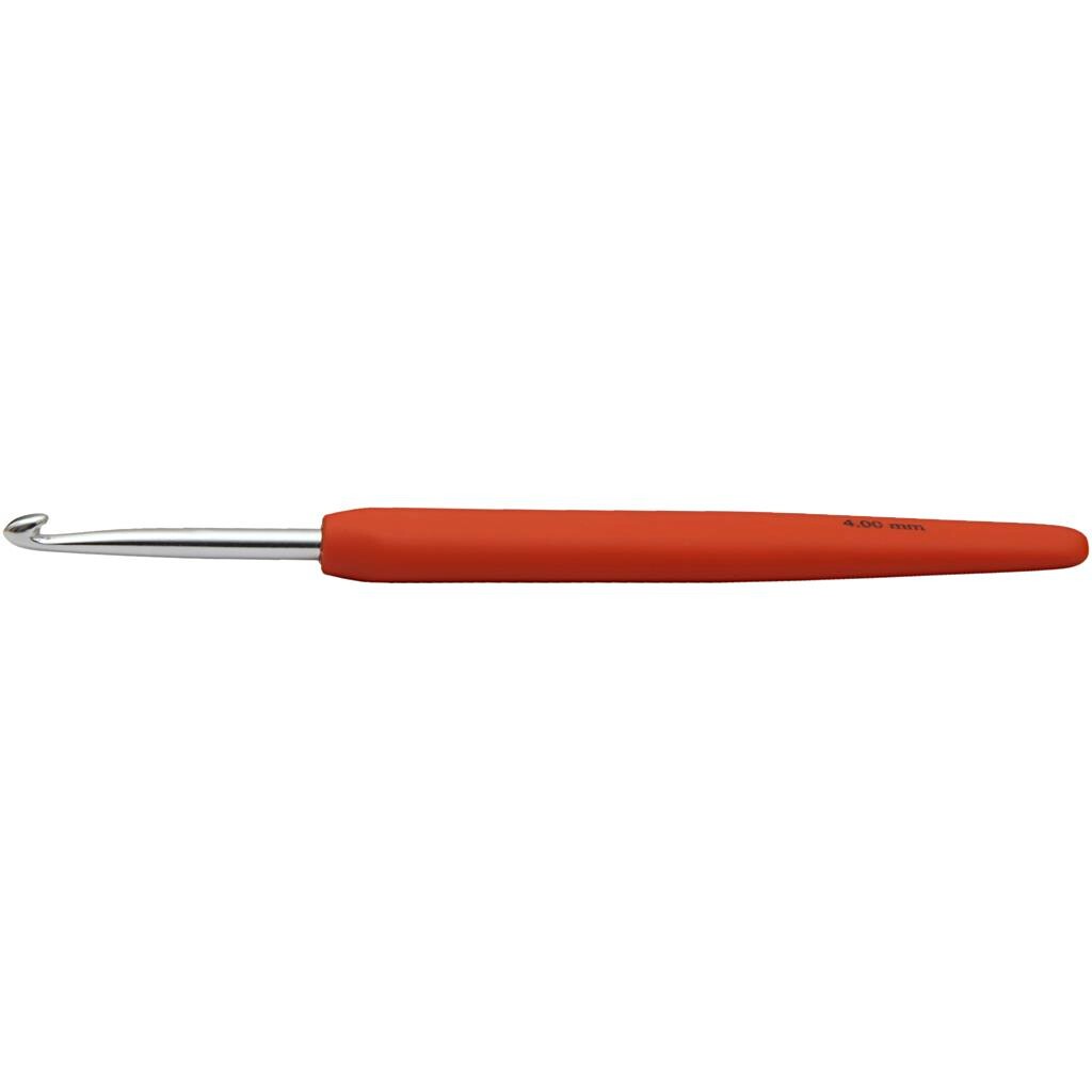 Hæklenål - Nr. 4 (4 mm) - 13,3 cm - Orange