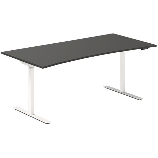 Hæve-sænkebord DNA, Antracit 1800x800mm Bue 2-ben/Hvid