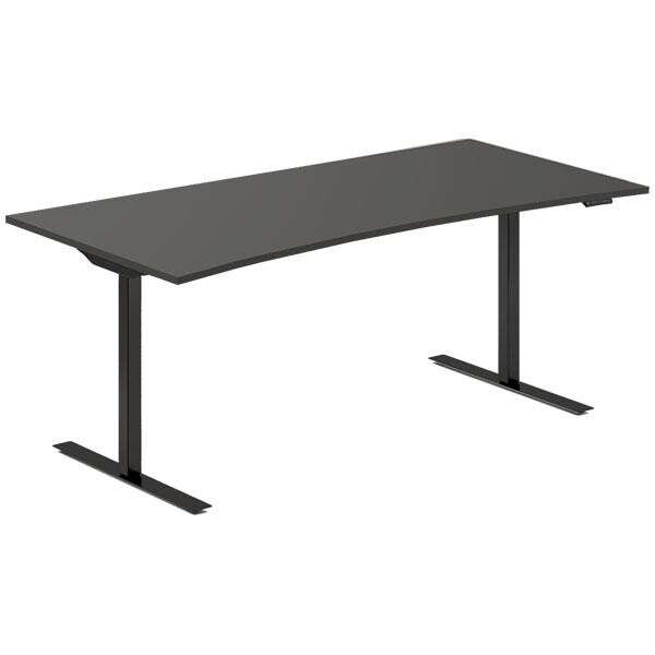 Hæve-sænkebord DNA, Antracit 1800x800mm Bue 2-ben/Sort
