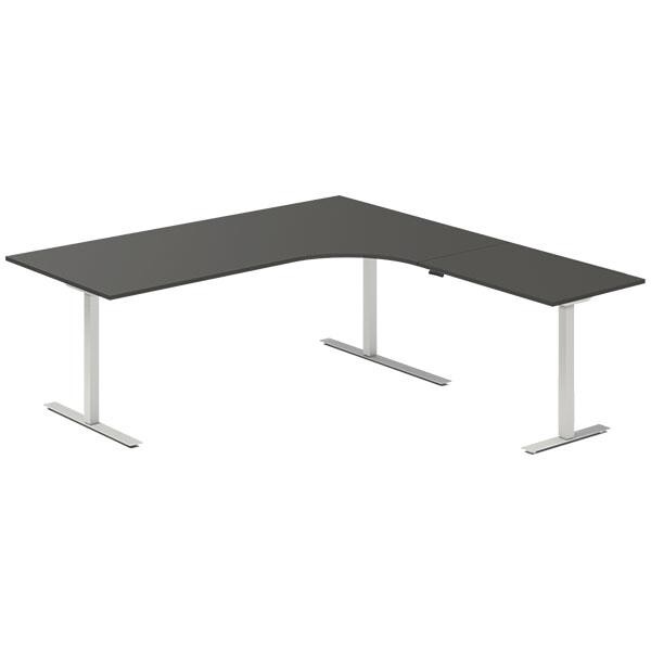 Hæve-sænkebord DNA, Antracit 2000x2000 mm Højre 3-ben/Alugrå