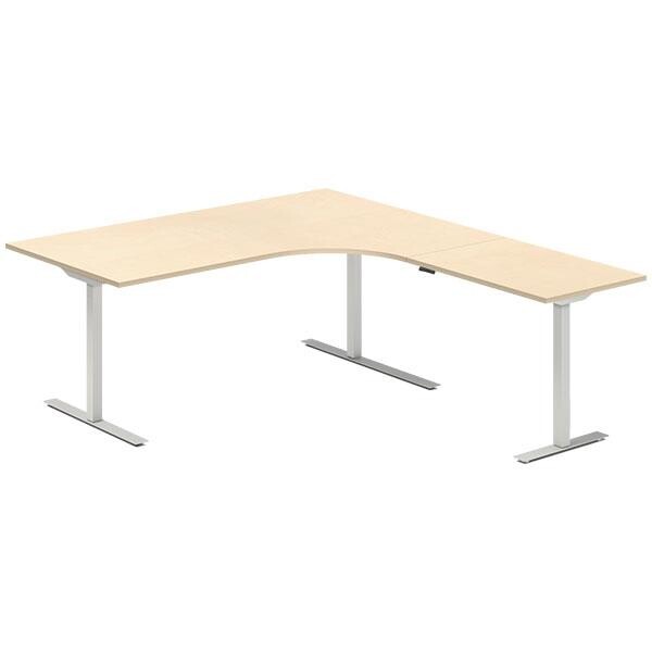 Hæve-sænkebord DNA, Birk 1800x2000 mm Højre 3-ben/Alugrå
