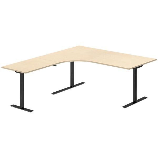 Hæve-sænkebord DNA, Birk 1800x2000 mm Venstre 3-ben/Sort
