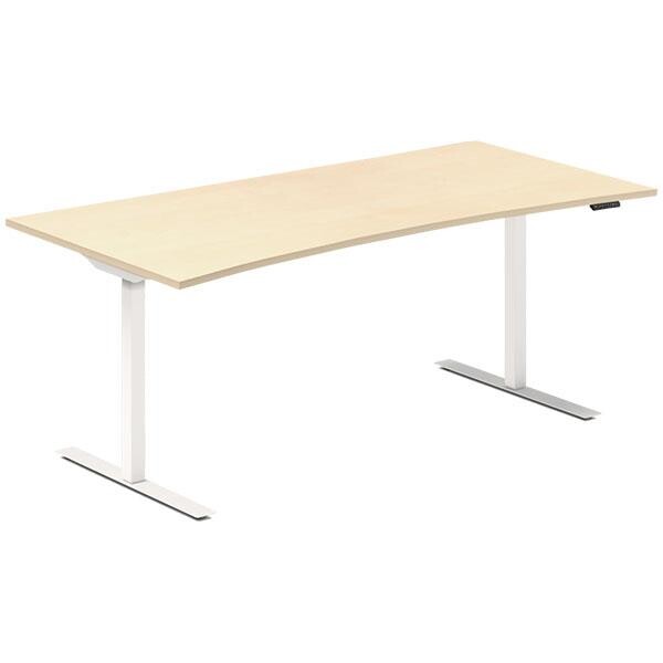 Hæve-sænkebord DNA, Birk 1800x800mm Bue 2-ben/Hvid