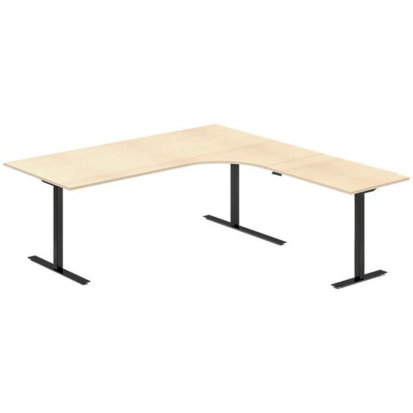 Hæve-sænkebord DNA, Birk 2000x2000 mm Højre 3-ben/Sort