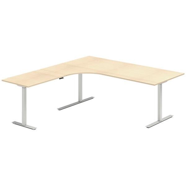 Hæve-sænkebord DNA, Birk 2000x2000 mm Venstre 3-ben/Alugrå