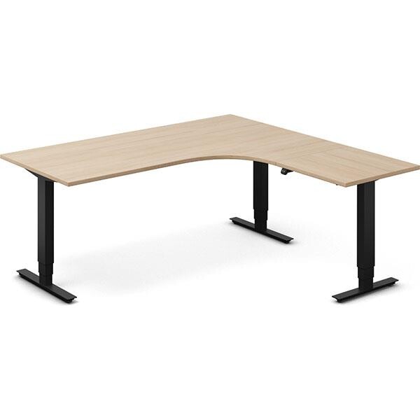 Hæve-sænkebord DNA, Eg 1800x1800mm Højre 3-ben/Sort