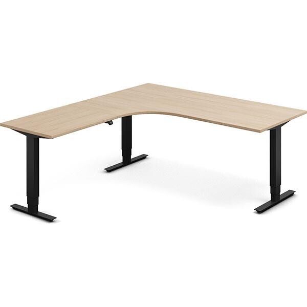 Hæve-sænkebord DNA, Eg 1800x2000mm Venstre 3-ben/Sort