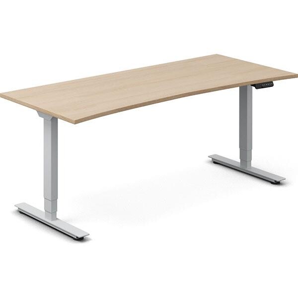 Hæve-sænkebord DNA, Eg 1800x800mm Bue 2-ben/Alugrå