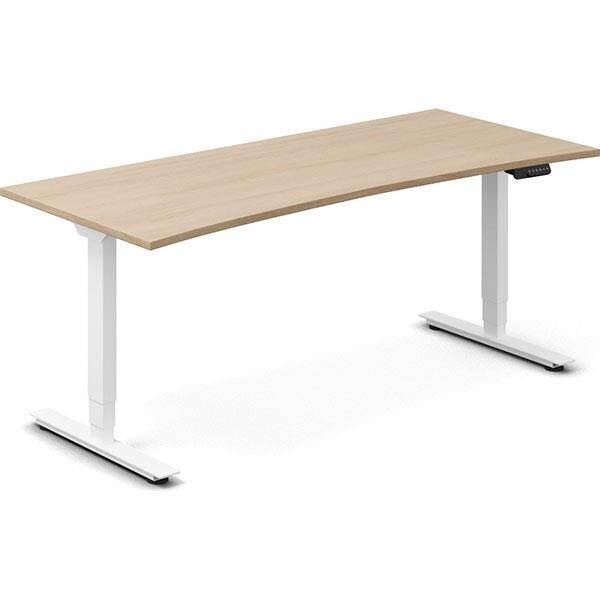 Hæve-sænkebord DNA, Eg 1800x800mm Bue 2-ben/Hvid