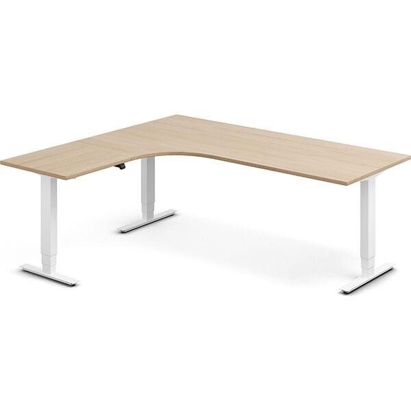 Hæve-sænkebord DNA, Eg 2000x1800mm Venstre 3-ben/Hvid