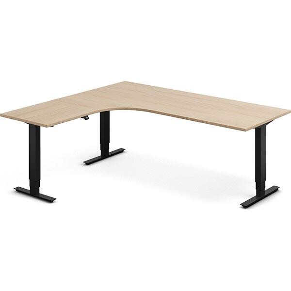 Hæve-sænkebord DNA, Eg 2000x1800mm Venstre 3-ben/Sort