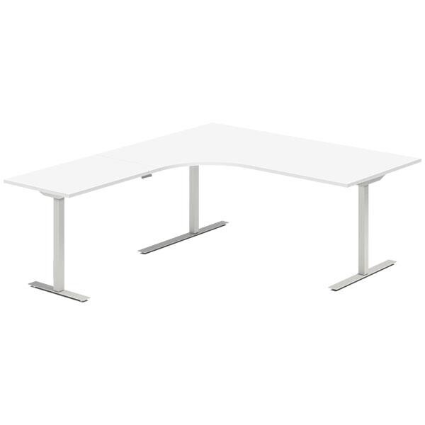 Hæve-sænkebord DNA, Hvid 1800x2000 mm Venstre 3-ben/Alugrå