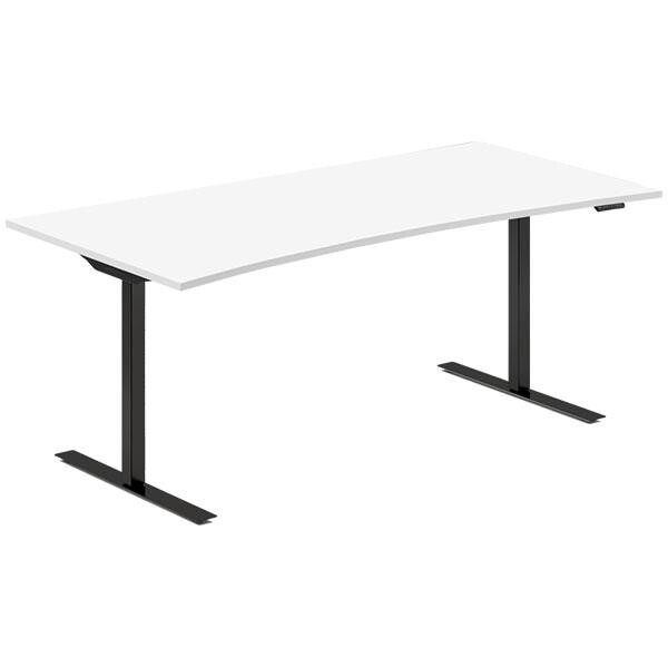 Hæve-sænkebord DNA, Hvid 1800x800mm Bue 2-ben/Sort