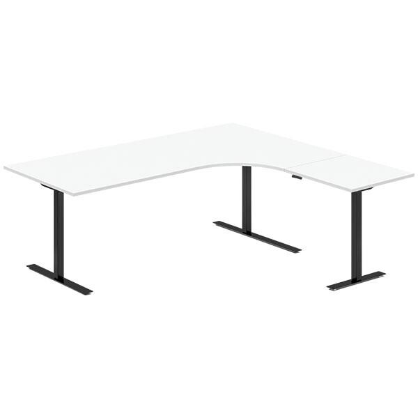Hæve-sænkebord DNA, Hvid 2000x1800 mm Højre 3-ben/Sort