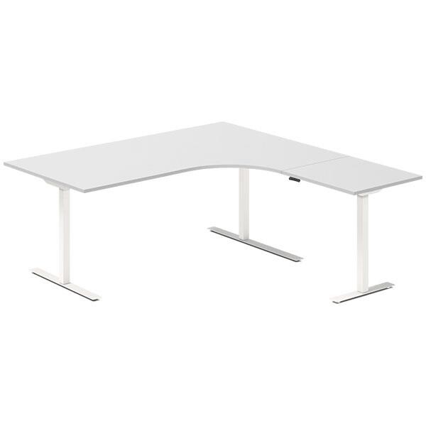 Hæve-sænkebord DNA, Lysgrå 1800x1800 mm Højre 3-ben/Hvid