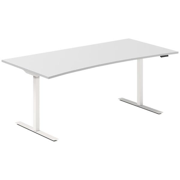 Hæve-sænkebord DNA, Lysgrå 1800x800mm Bue 2-ben/Hvid