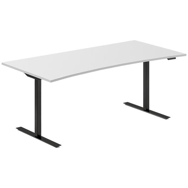 Hæve-sænkebord DNA, Lysgrå 1800x800mm Bue 2-ben/Sort