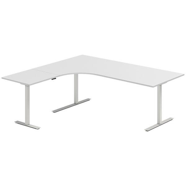 Hæve-sænkebord DNA, Lysgrå 2000x1800 mm Venstre 3-ben/Alugrå