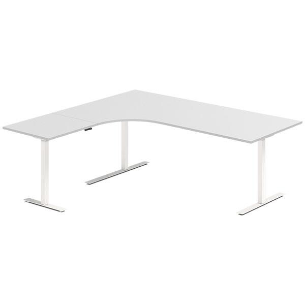 Hæve-sænkebord DNA, Lysgrå 2000x1800 mm Venstre 3-ben/Hvid