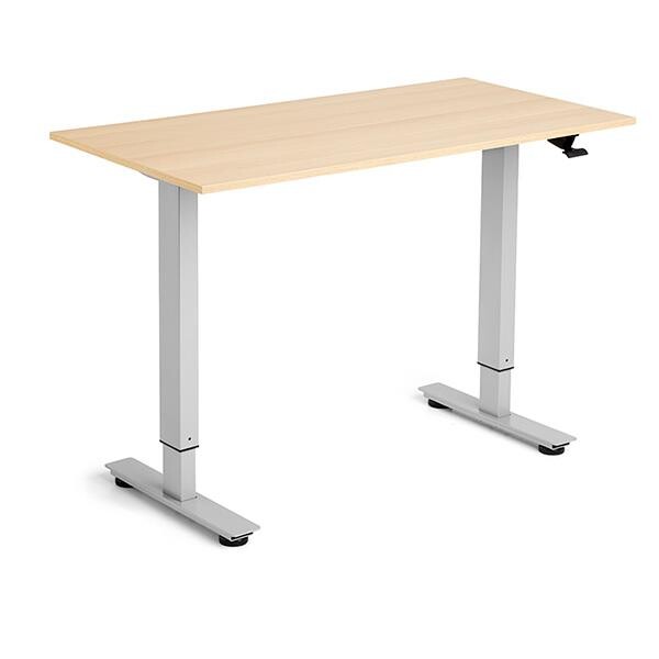Hæve-sænkebord Flexidesk, Eg 1200x600 mm 2-ben/Alugrå