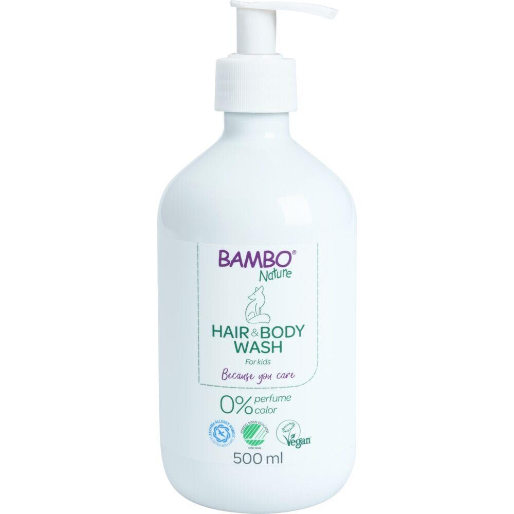 Hair & Bodywash, Bambo Nature, 500 ml, uden farve og parfume - 6 stk