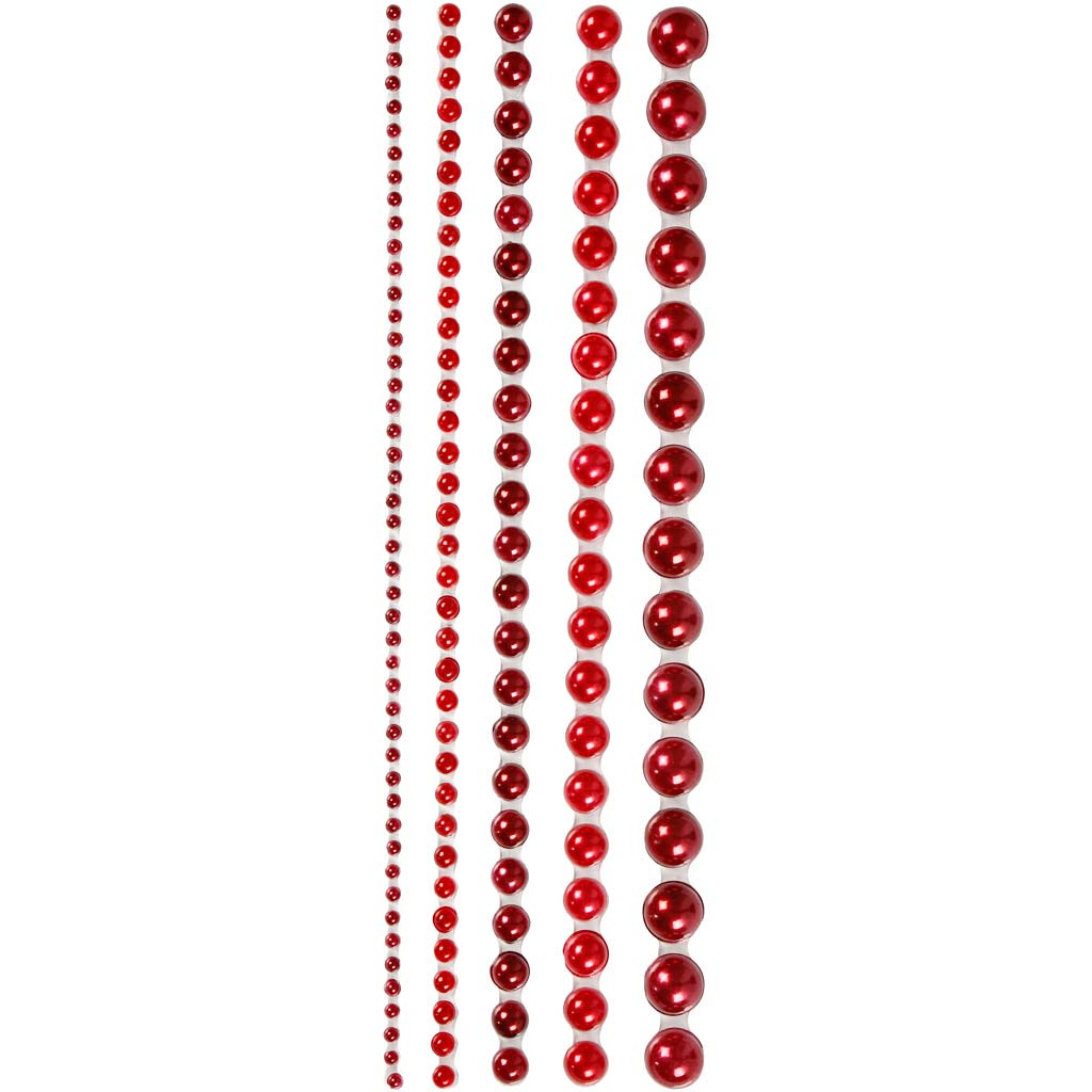 Halv-perler størrelse 2-8 mm rød Copenhagen assorteret | 140 stk.