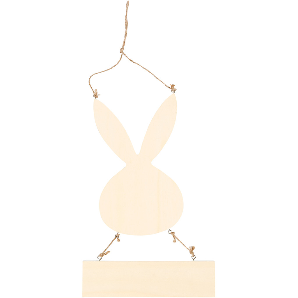 Hare med skilt, H: 29,5 cm, B: 19,2 cm, krydsfiner, 1stk., tykkelse 7 mm