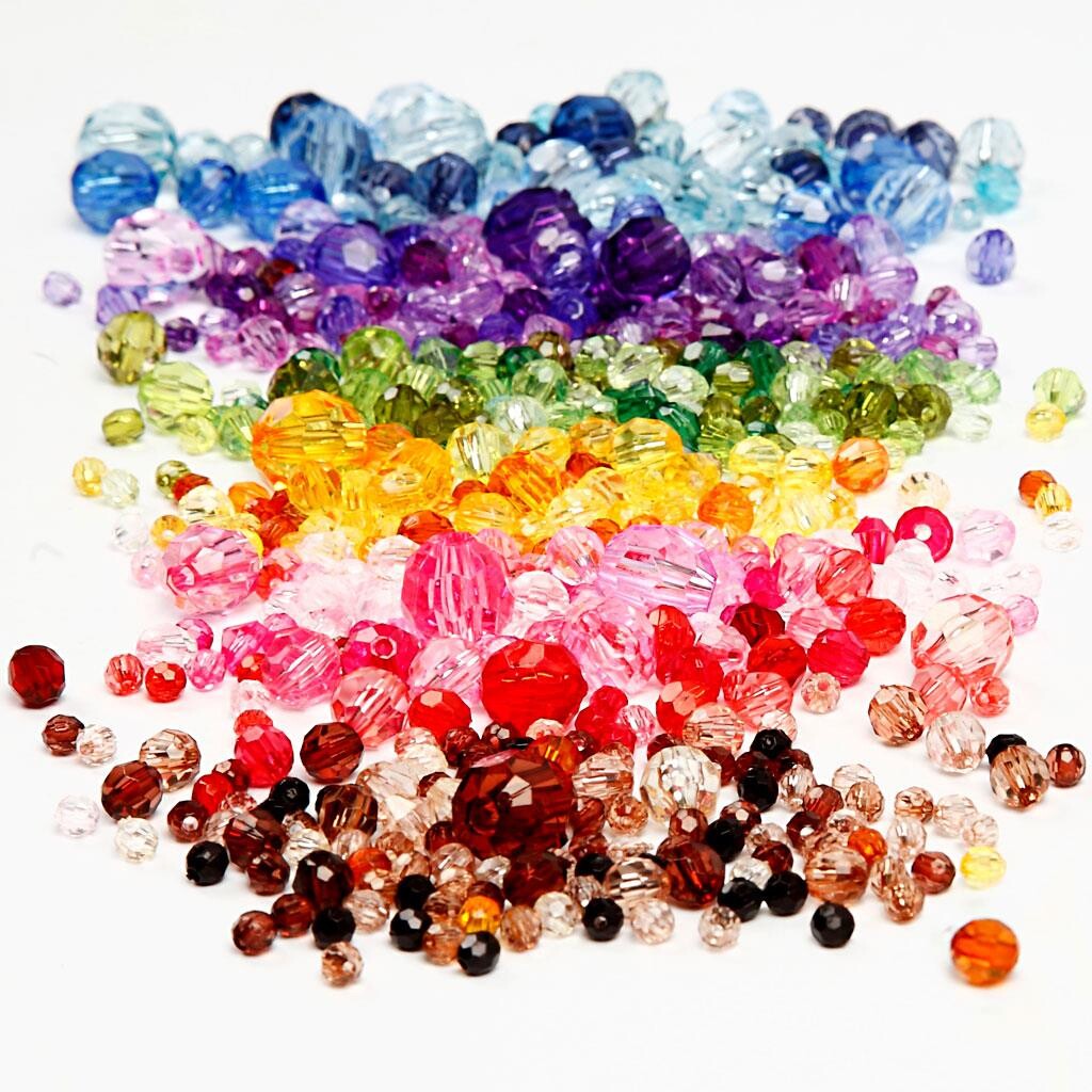 Harmoni facetperlemix, dia. 4-12 mm, hulstr. 1-2,5 mm, ass. harmoni, 7x250g
