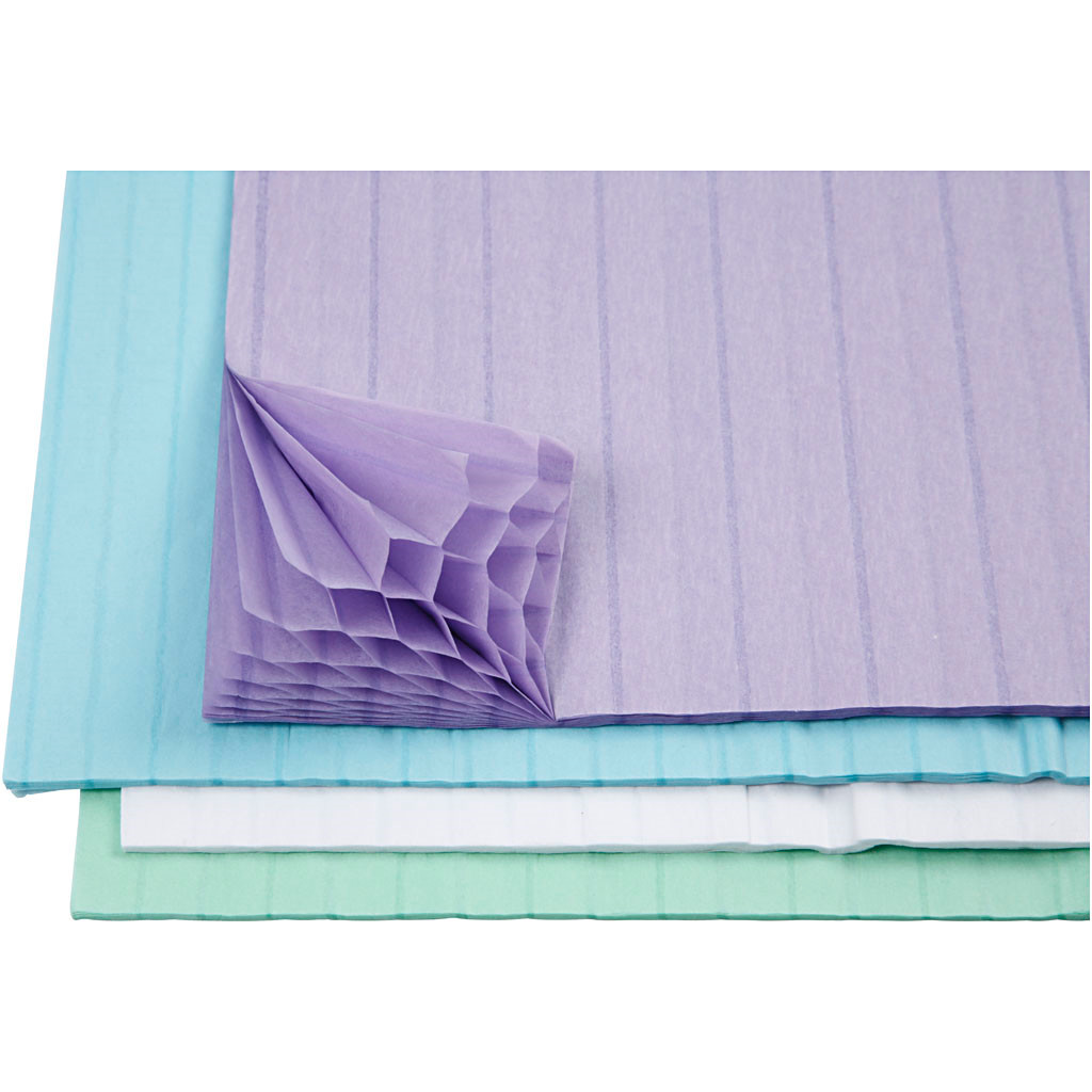Harmonikapapir ark 28 x 17,8 cm i assorteret farver - 8 ark