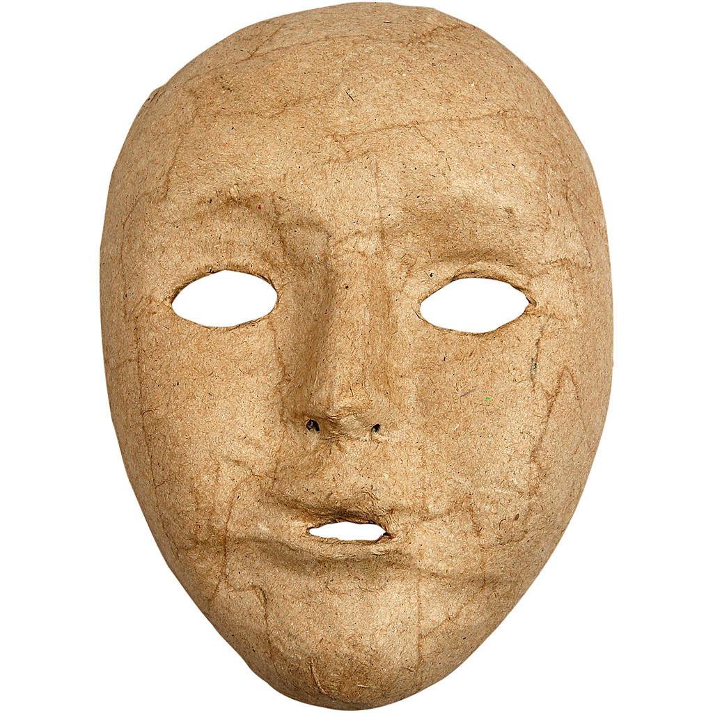 Papmache Maske - Helmaske 17,5x12,5 cm - 1 stk
