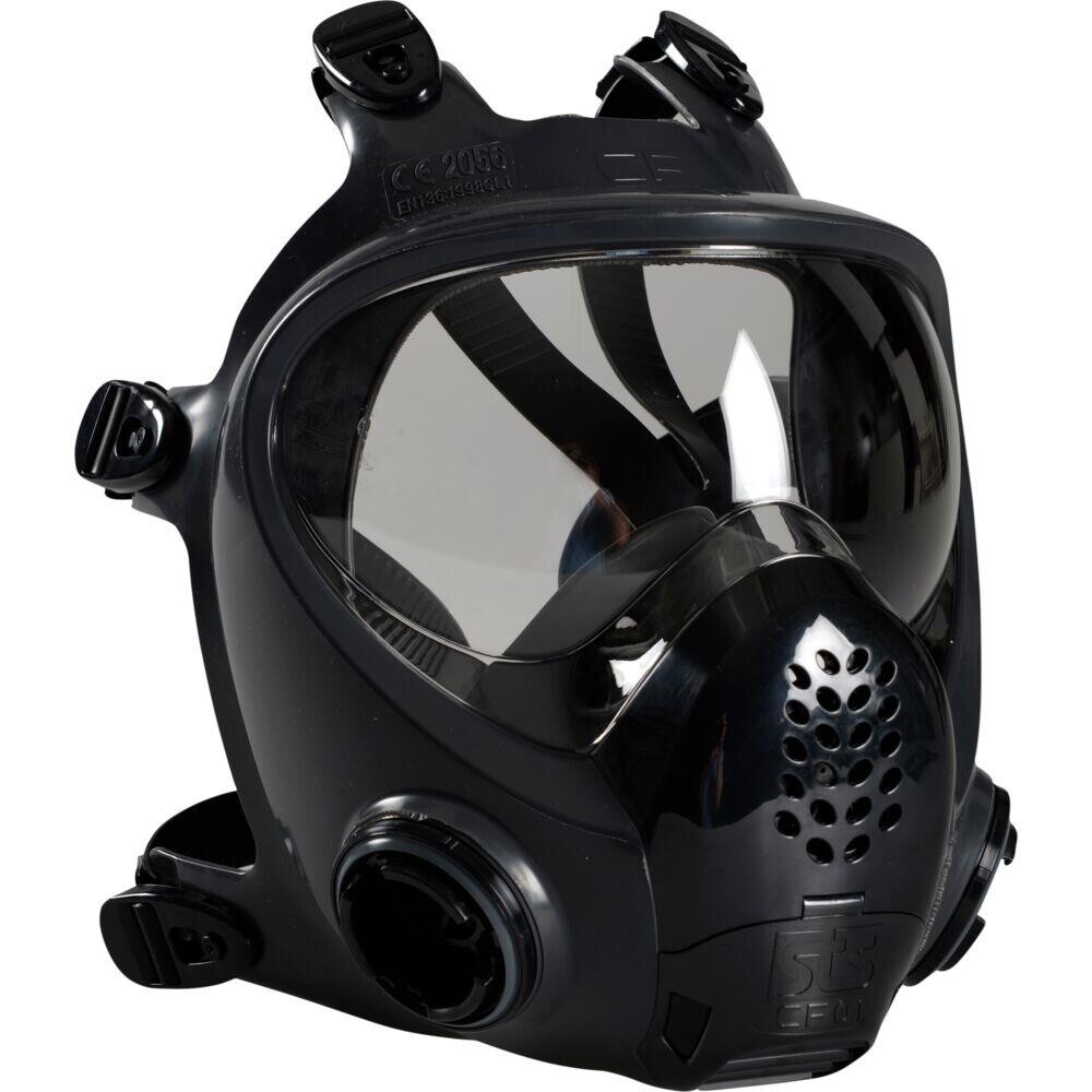 Helmaske - STS CF01 sort TPE med skruelås på filter flergangs - S