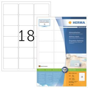 Etiketter - Herma Premium 63,5x46,6mm A4 - Hvid - 1800 stk