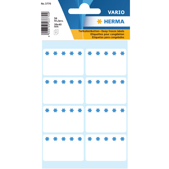 10 stk. Fryseetiketter - Herma - 26x40 mm - Hvid med krystalmønster - Køb minimum 10 stk.