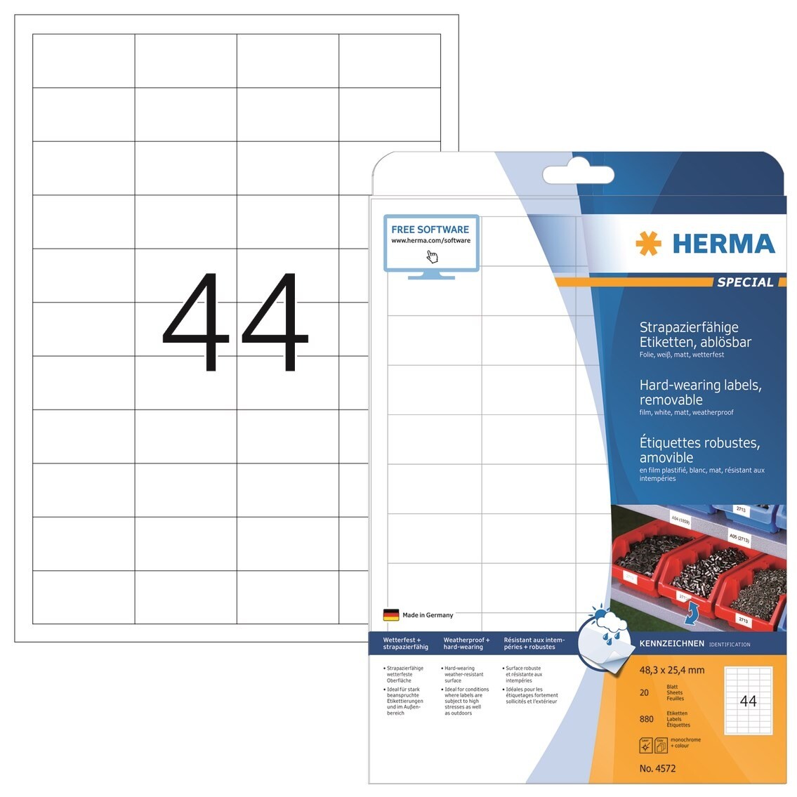 Etiketter Herma aftagelig vandafvisende 48,3x25,4