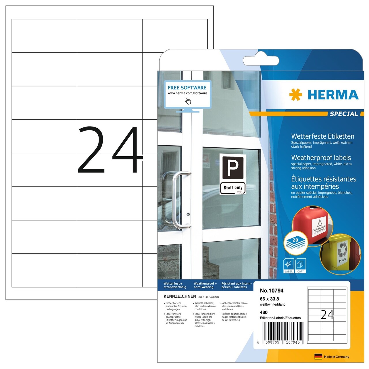 Etiketter Herma, vejrbestandig 66x33,8