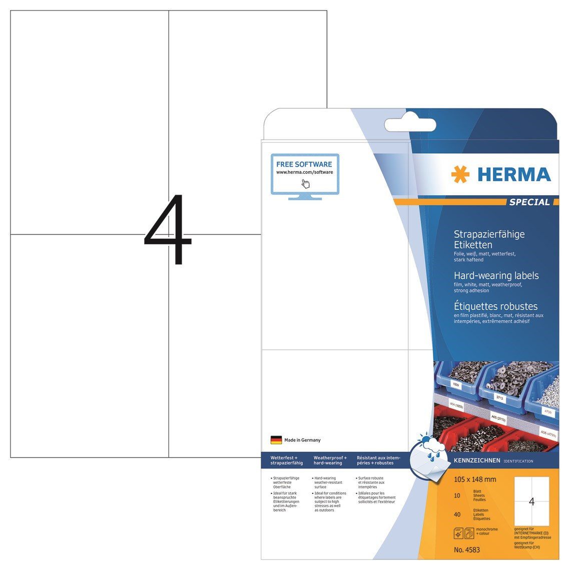 Etiket film Herma ekstra stærk 105x148 mat (40)