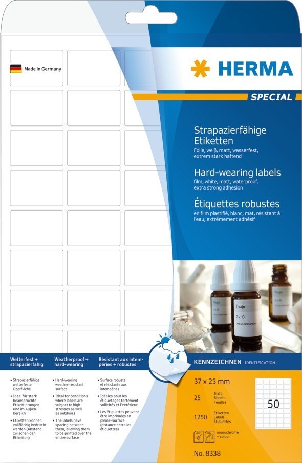 HERMA Herma etiket film ekstra stærk 37x25 mat - 1250 labels