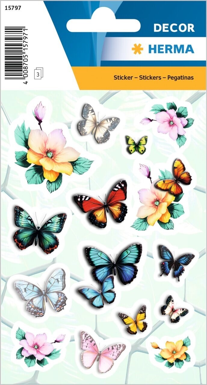 10 stk. Stickers Herma Decor sommerfugle - 3 ark
