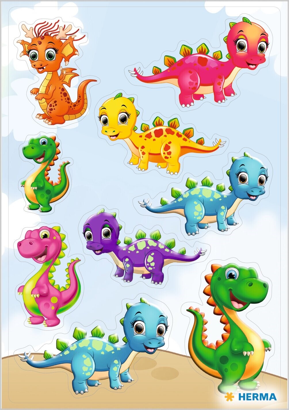 10 stk. Klistermærker til børn Herma stickers Magic baby dinos foil (1)