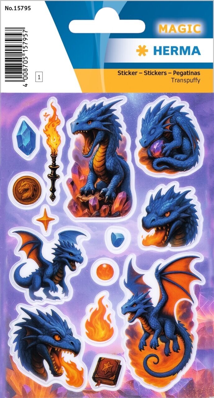 10 stk. Stickers Herma Magic drager - 1 ark