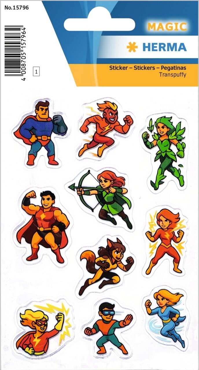 10 stk. Stickers Herma Magic super helt - 1 ark