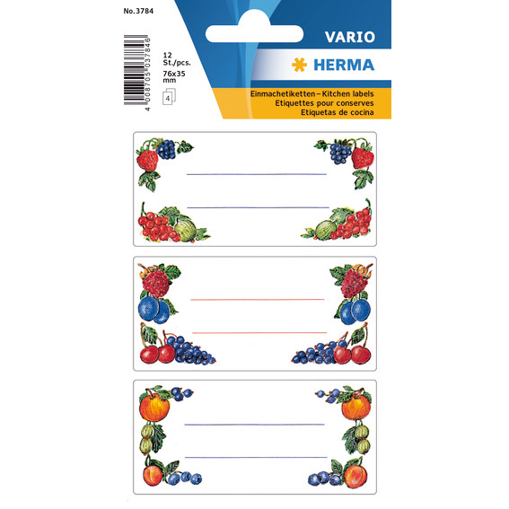 10 stk. Kitchen labels Herma 76x35mm berry arrangements 4 sheets