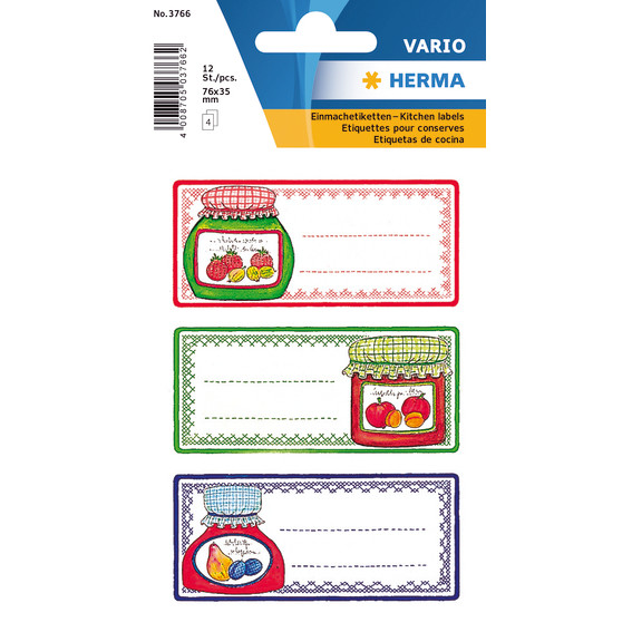 10 stk. Kitchen labels Herma 76x35mm preserving glass - Køb minimum 10 stk.