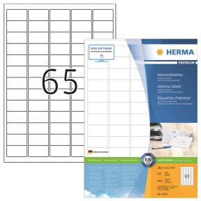 Etiketter - HERMA - A4 38,1x21,2 mm - Premium Hvid - 6500 stk
