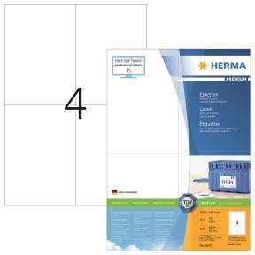 Etiketter - HERMA Premium - A4 - 105x148 mm - Hvid - 400 stk
