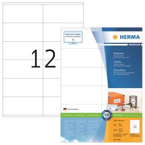 Etiketter - HERMA Premium - A4 - 105x48 mm - Hvid - 1200 stk