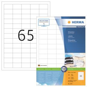 Etiketter - Herma Premium - A4 - 38,1x21,2 mm - Hvid - 6500 stk
